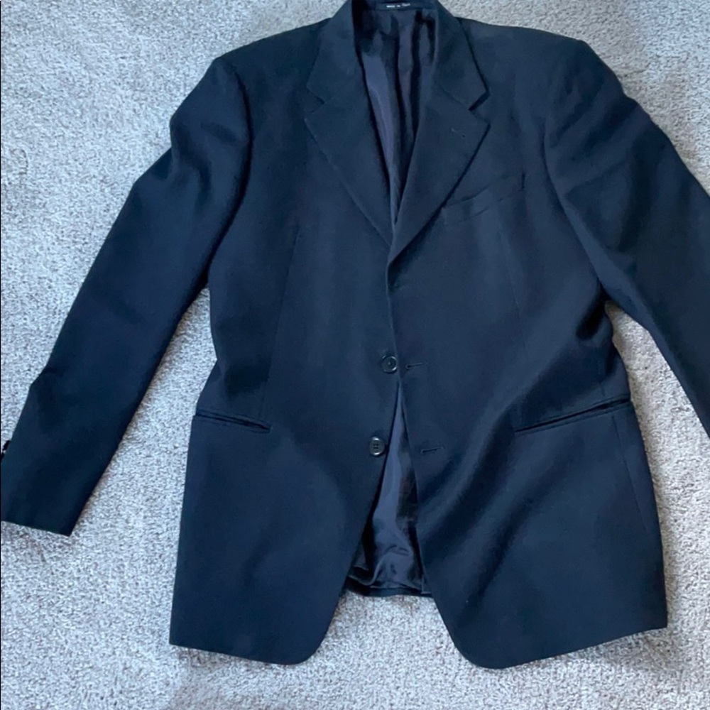 Navy three button Armani blazer sold by NM